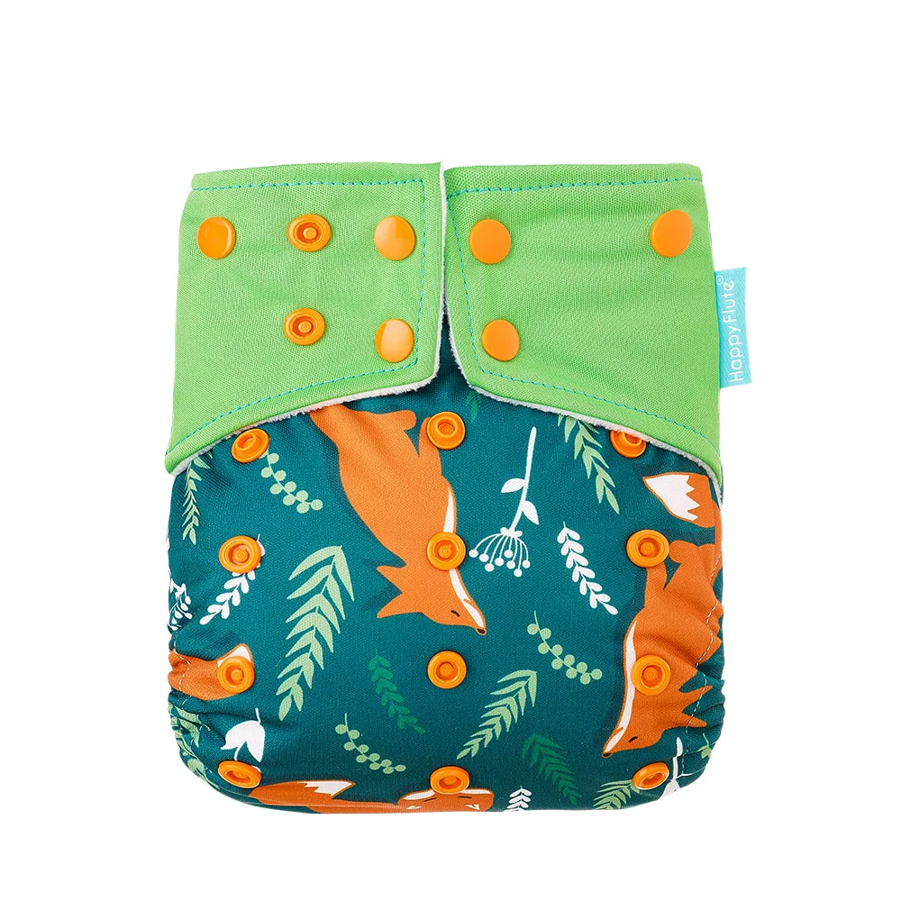 

Happy Flute New Baby Cloth Diapers Diaper Cloth Nappy Double Gussets Baby Nappy All-in-two AI2 Bamboo Cloth Nappy