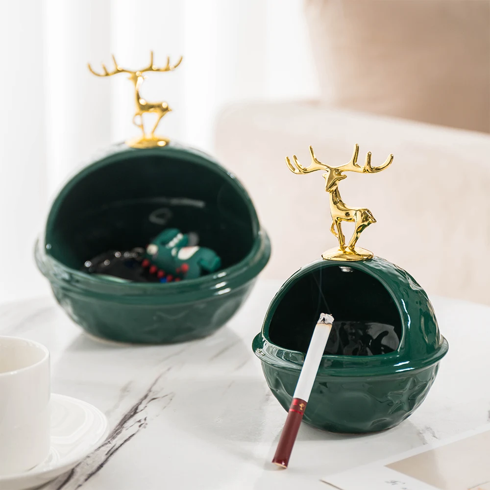 

Modern cartoon elk ceramic portable ashtray home decoration accessories living room bathroom office creative Ornaments gift