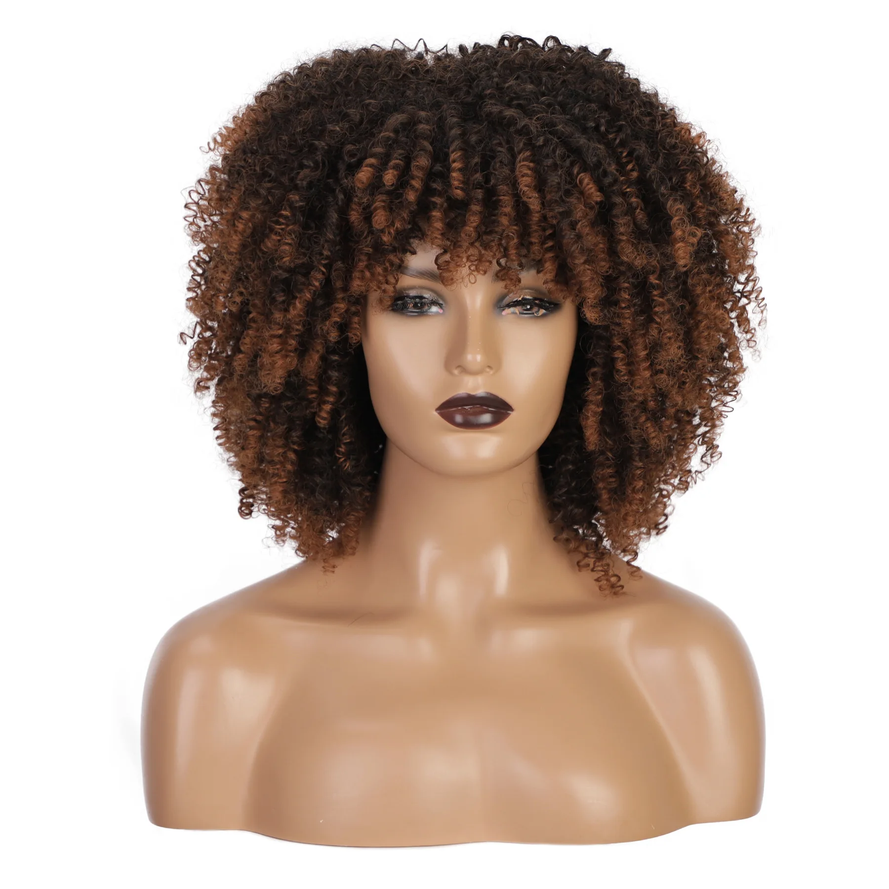 

New Style Beauty African Small Curly Hair Short Curly Hair Wig Rose Mesh Headgear Wig