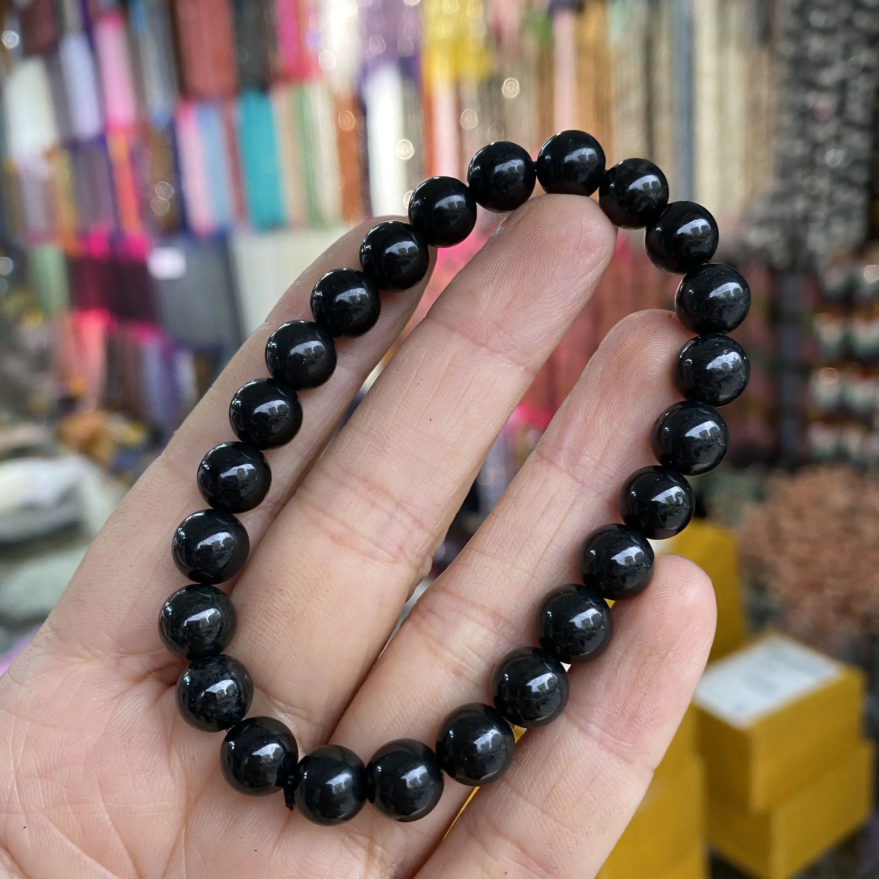 

Russia Natural Stone Bracelet Men Women Black Shungite Bracelet for Anti-radiation