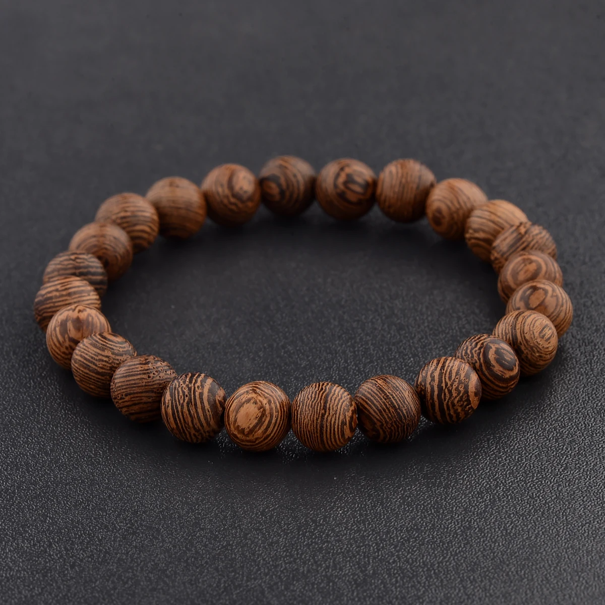 

8mm Natural Round Cylinder Wood Beads Bracelet Men Classic Elastic Buddhist Prayer Buddha Bracelet Hommes bileklik bijoux, As picture