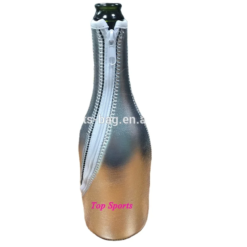 

Party Use Silver Portable Zipper Neoprene Champagne Wine Bottle Carrier Bag