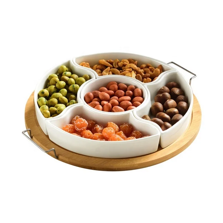 

Fruit plate ceramic home living room creative divider dessert candy dried fruit snack plate