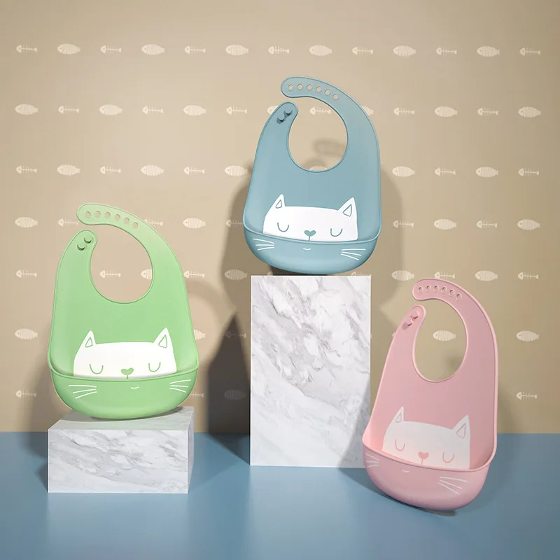 

Silicone baby eating bibs three-dimensional waterproof super soft meal pockets children's large saliva pockets