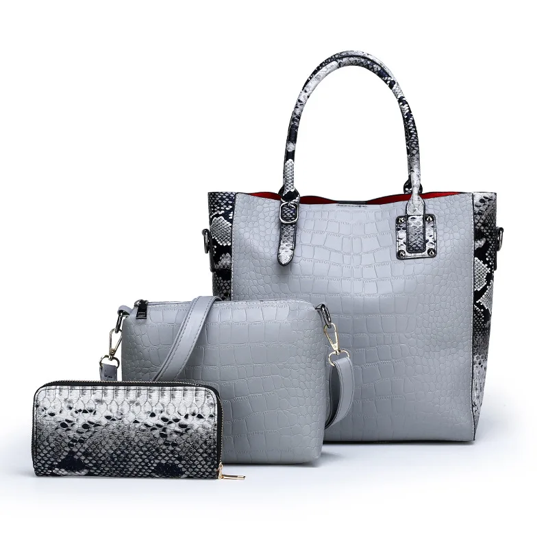 

big capacity alligator ladies bags handbag set woman 3 pcs set ladies bags handbag set purses