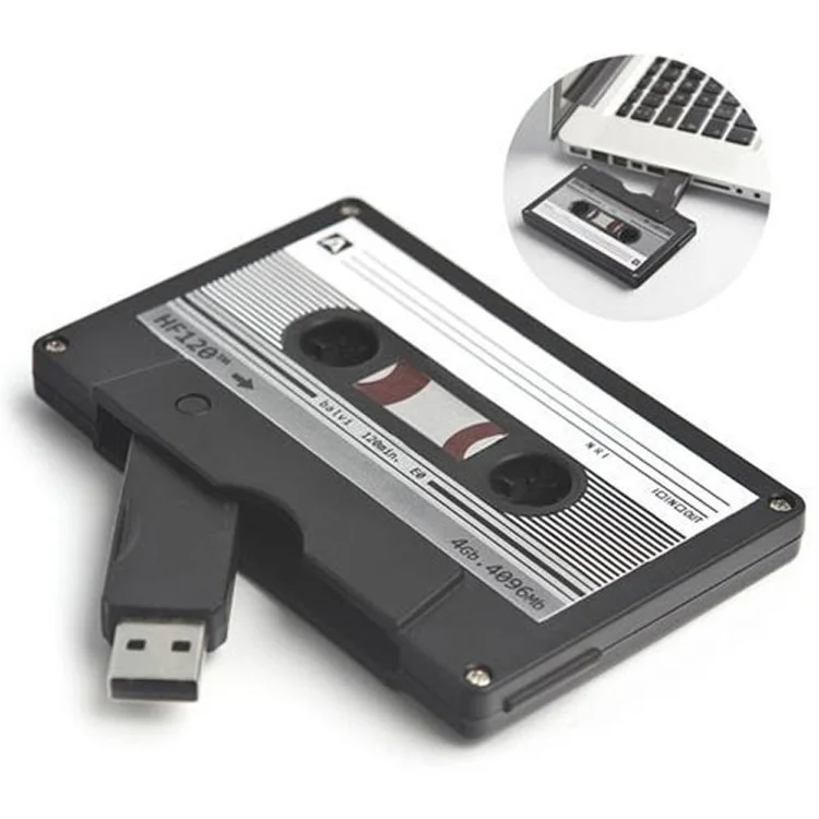 

Wholesale Custom Logo Printed Cassette Tape Shape Usb Flash Drive