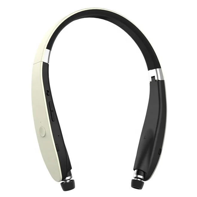 

Stereo Wireless Neckband Sport Headset with Retractable Earbuds Sweatproof Foldable Bluetooth Headphones, Black ,white