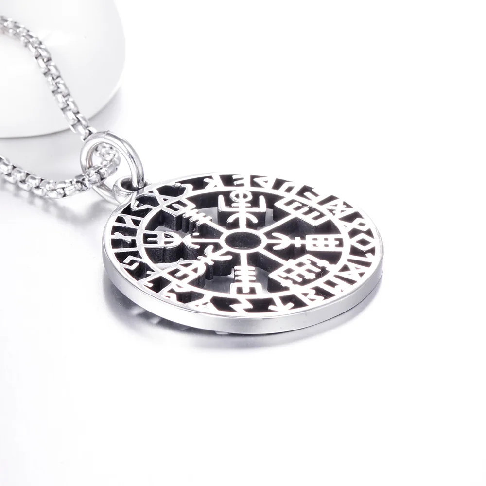 

Fashion Trendy Silver Plated Non Tarnish Compass Pendant Rope Chain Necklace