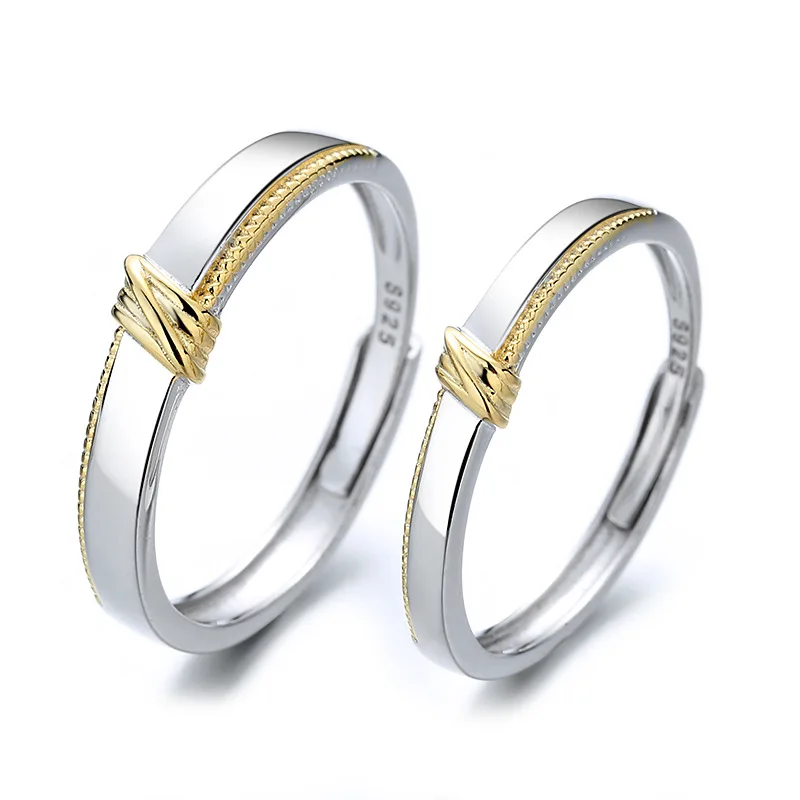 

Charare 925 sterling silver simple knot personality couple rings accessories