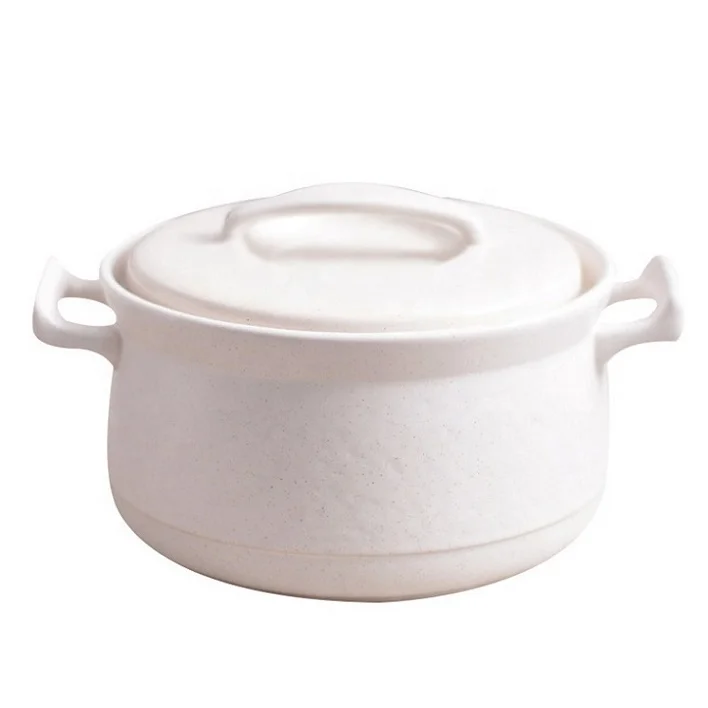 

High temperature resistant casserole pot stew pot ceramic household open flame soup ceramic casserole, White