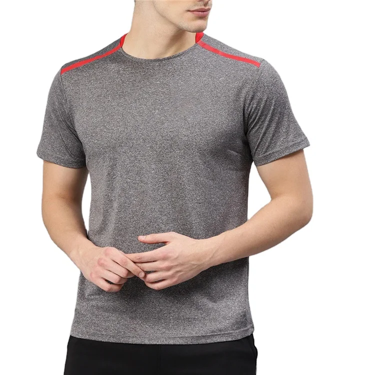 

Hot 2021 Men's Sports Gray Solid Color Round Neck T-shirt