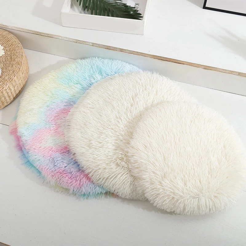 

FreeShipping Round Pet Dog Bed Mat Long Plush Soft Fluffy Pet Cushion Cats Bed Blanket Pad For Dogs bed