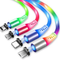 

Wholesale flowing luminous magnetic cable led lighting charge cable 3 in 1 usb cable for phones