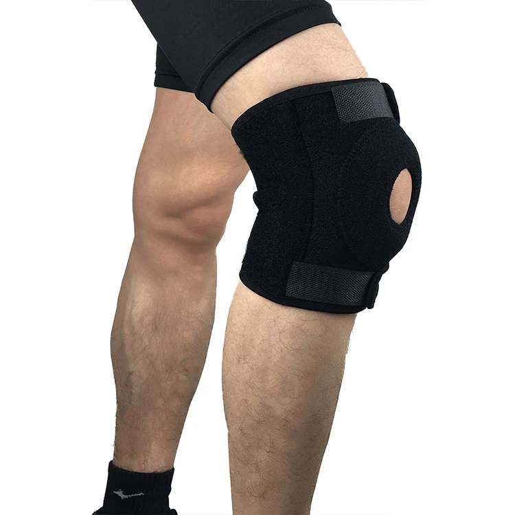 

Hot Sales Custom Adjustable Neoprene Spring Loaded Knee Brace For Sports, 4 colors
