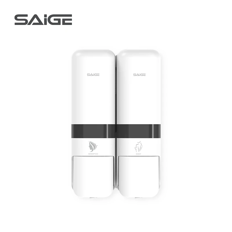 Saige Hotel Bathroom 250ml*2 ABS Plastic Wall Mounted Manual Soap Dispenser