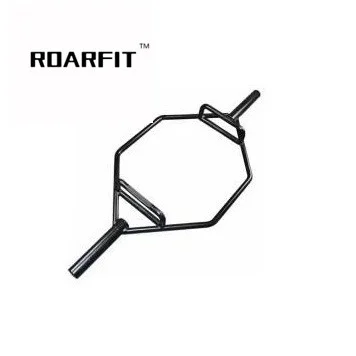 

ROARFIT Fitness gym equipment Weight Lifting Straight cross chrome Barbell bar Gym Barbell Bar steel Barbell hex Bar, Black silver