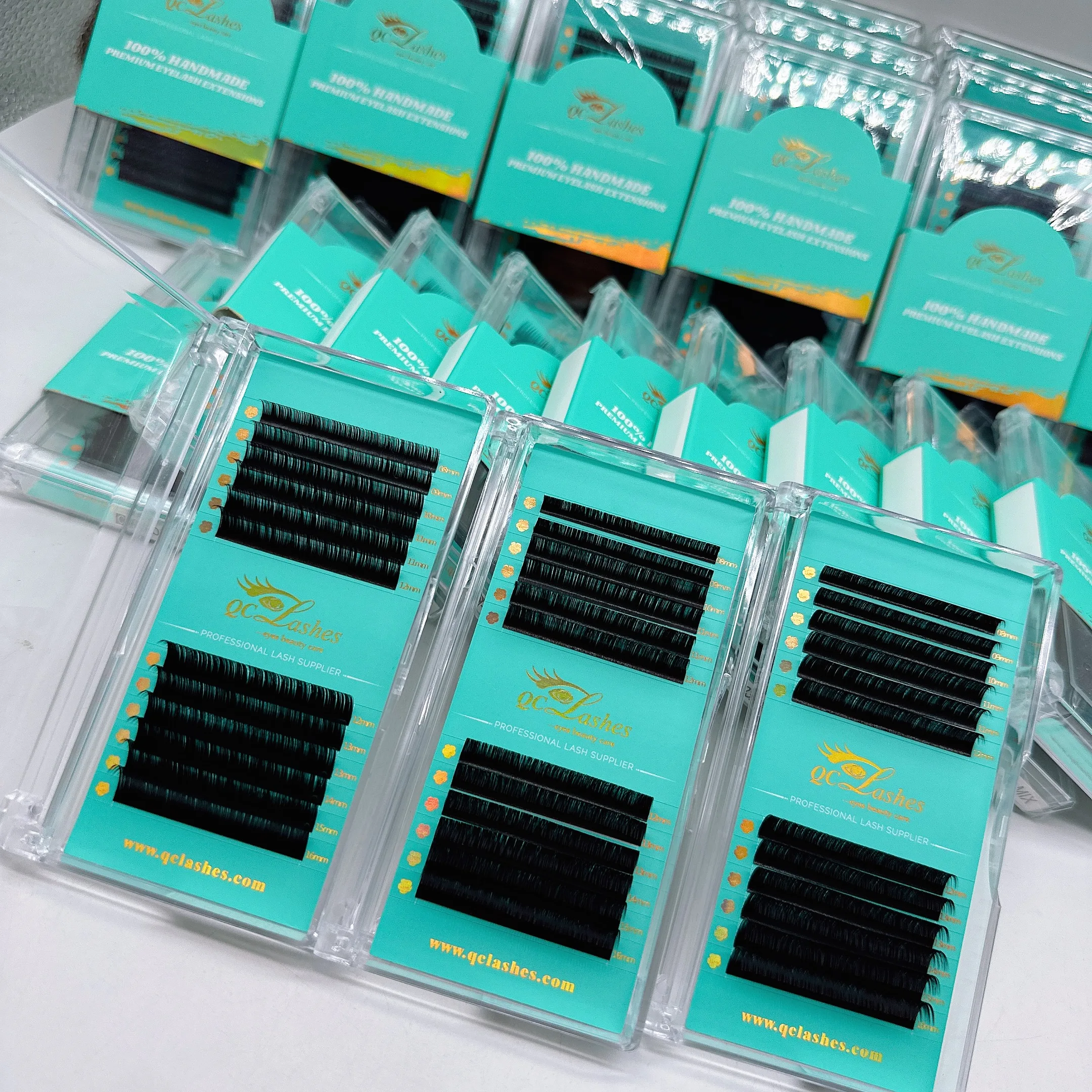 Wholesale Matte Black Cashmere Lash Extension Lash Tray Supplies Private Label Mega Russian Volume Individual Eyelash Extensions