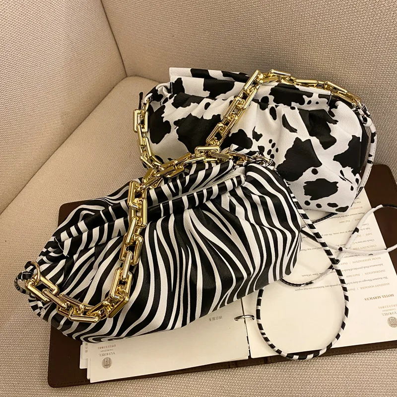 

Fashion 2021 new tie-dye printed shoulder bag summer casual and comfortable chain design pleated bags for women, As picture