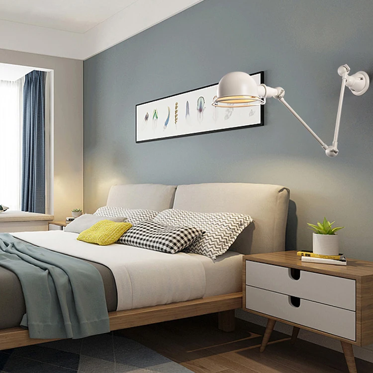 High Quality light fixtures industrial loft style lamp bedside E27 led wall light adjustable