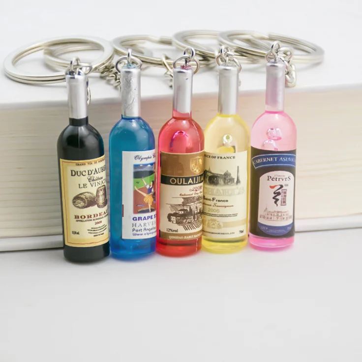 

Free shipping Creative bottle key chain pendant simulation wine bottle key chain bag pendant craft gifts wholesale spot TP-22084, Custom color or as photos