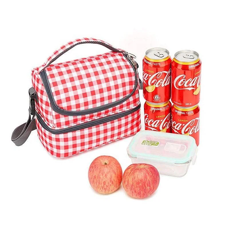 

Promotional Double Layer Portable Tote Oxford Custom Logo Lunch Food Soft Kids Cooler Bag, Red,green,purple,blue