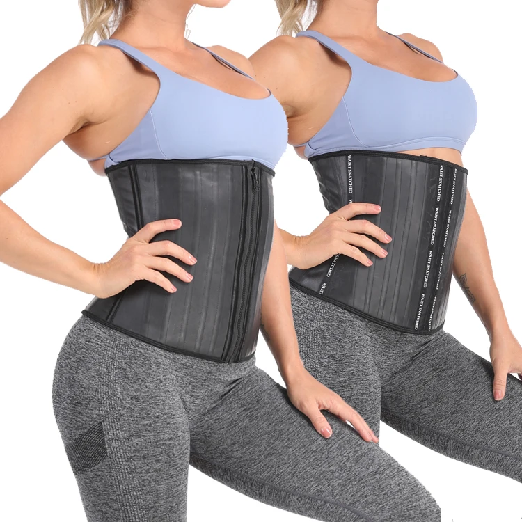 

New Design Slimming 25 Steel Boned Floral Print Waist Latex Female Enhancer Body Slim Belt For Fat Burning, Black