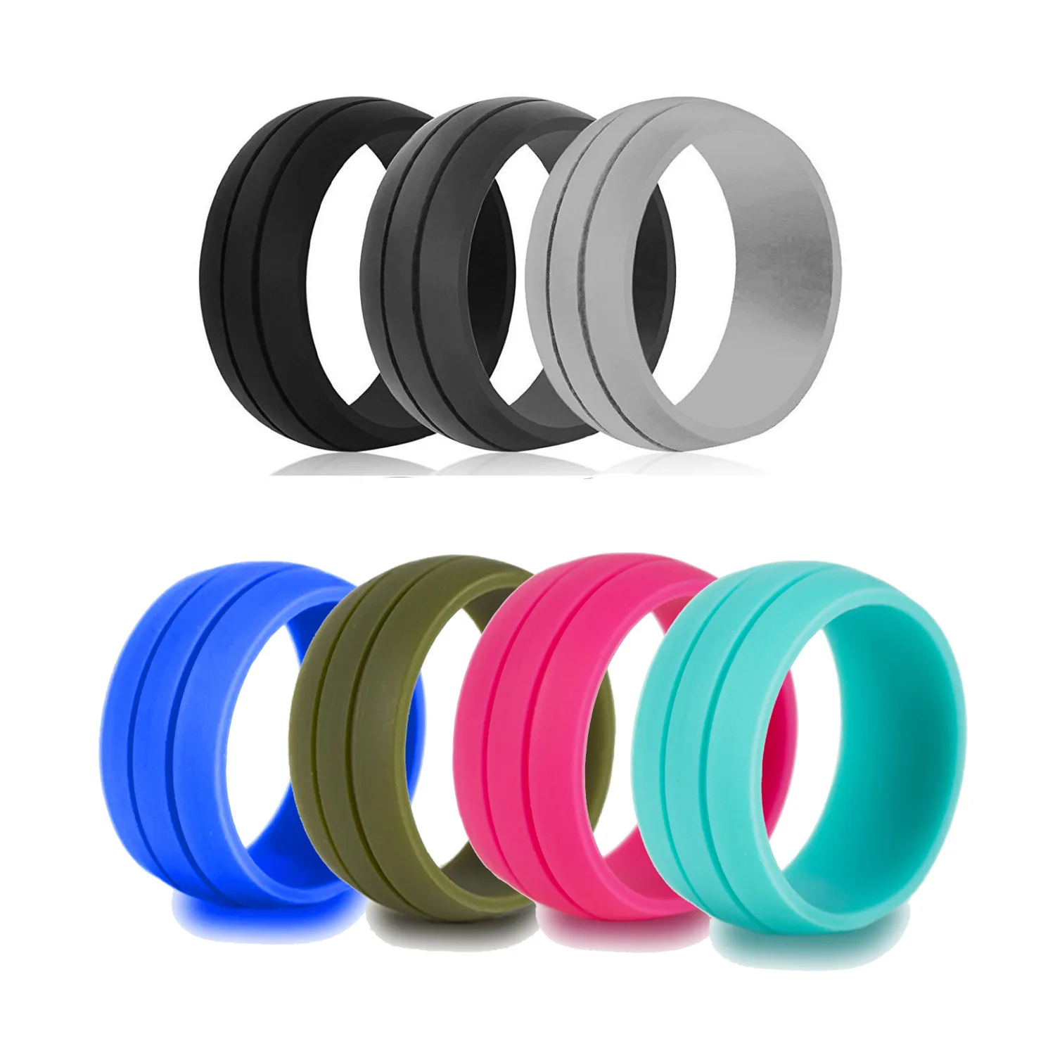 

Trendy Punk Breathable Movement Ring Comfortable Workout Rings Silicone Rubber Wedding Rings Bands for Men Women, Multicolor