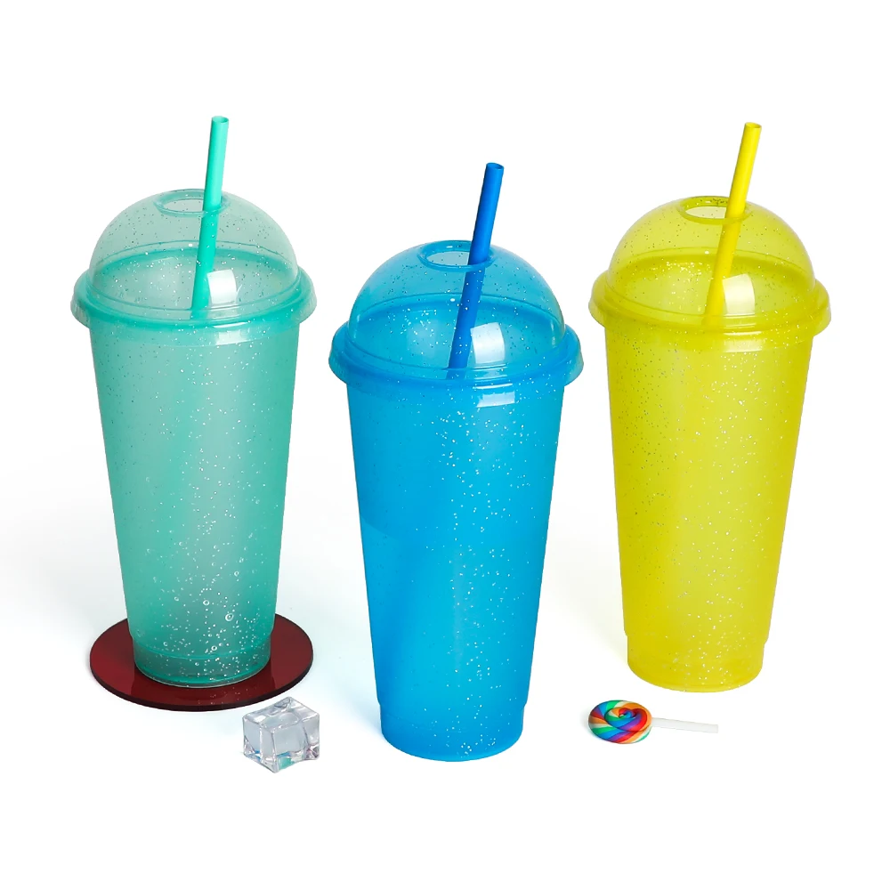 

Smoothie 24 oz tumbler custom straw reusable plastic cups with dome lid, Support customization