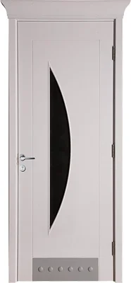Lowes exterior wooden door French style white color with half moon glass design