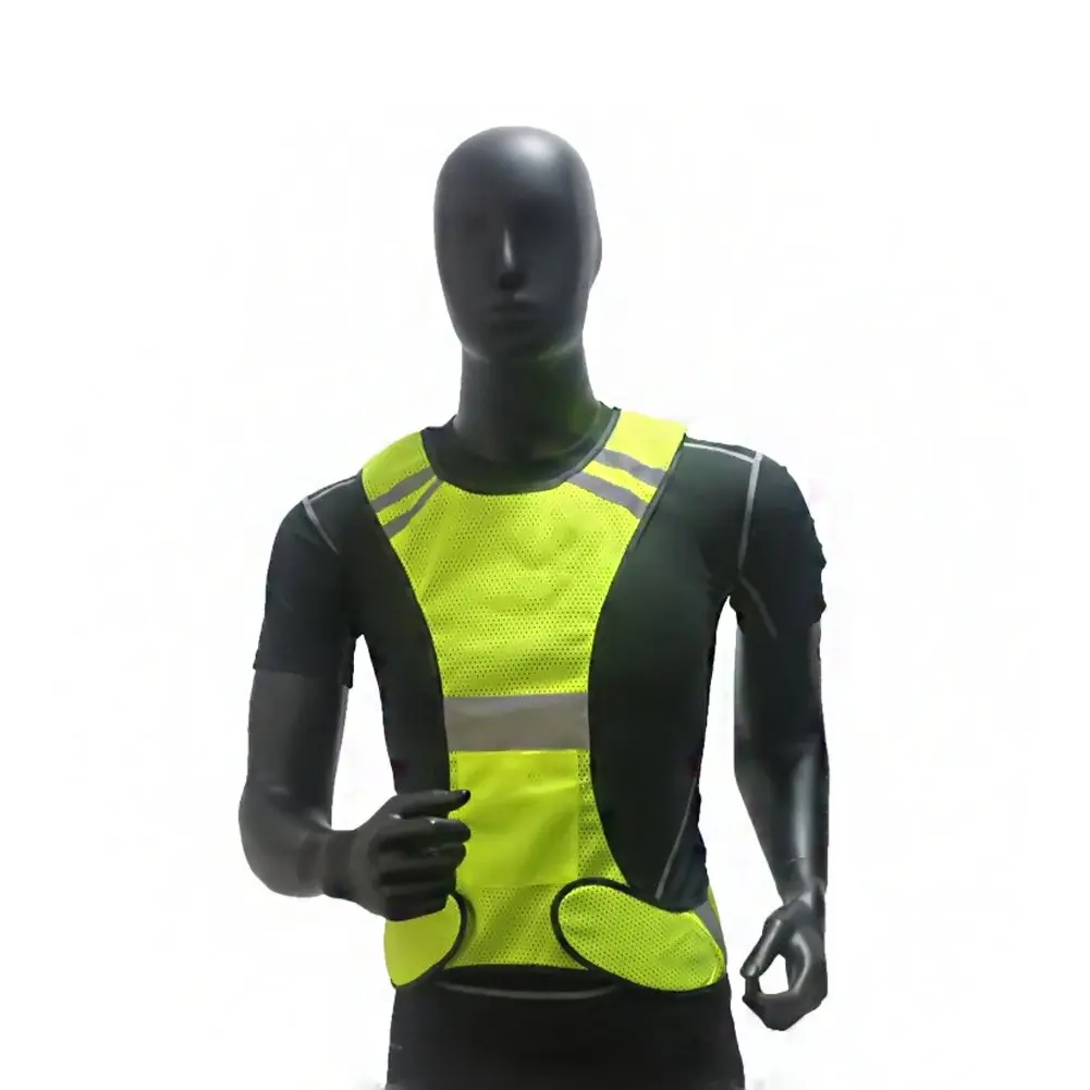 Hi vis Night Running Jogging Cycling Hiking Motorcycle Reflective Safety Vest with Pocket & Adjustable Strap