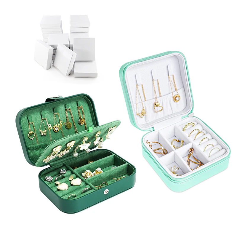 

2022 Hot Sale Women Gift Jewellery Display Ring Earring Ear Stud Packaging Box PU Leather Travel Jewelry Case Organizer