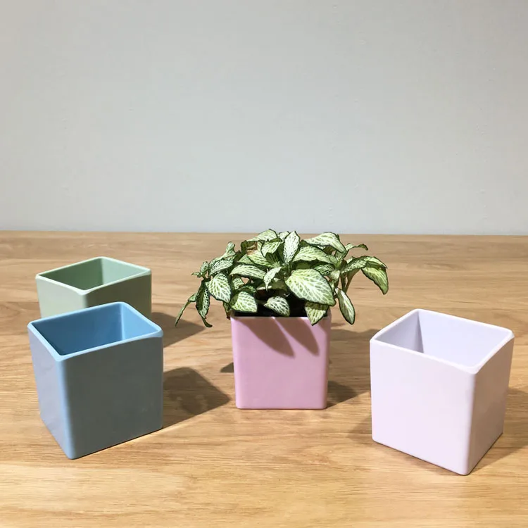 

Yicai Decoration Colorful Square Column Modern Fashion Compact Plastic Plant Flower Pot, As shown