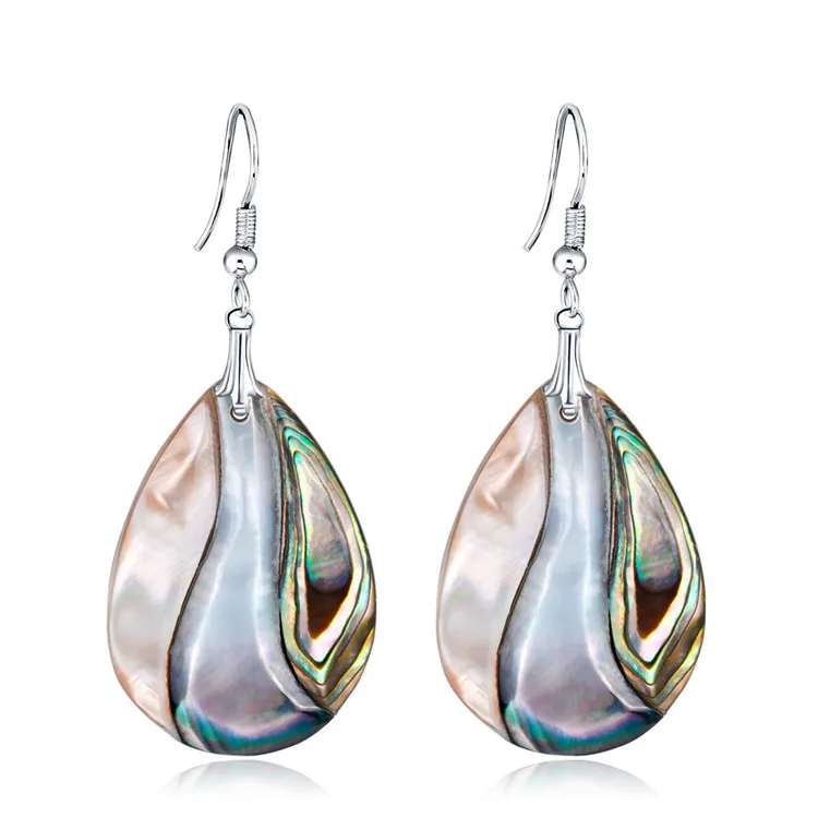 

HOVANCI Genuine Abalone Shell Jewelry Teardrop Multicolor Abalone Paua Shell Dangle Earrings, As picture