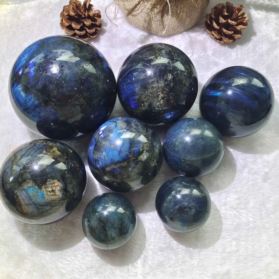 Customized High Flash Rainbow Labradorite Spheres Labradorite Crystal Balls for Collectors and Decorative Use