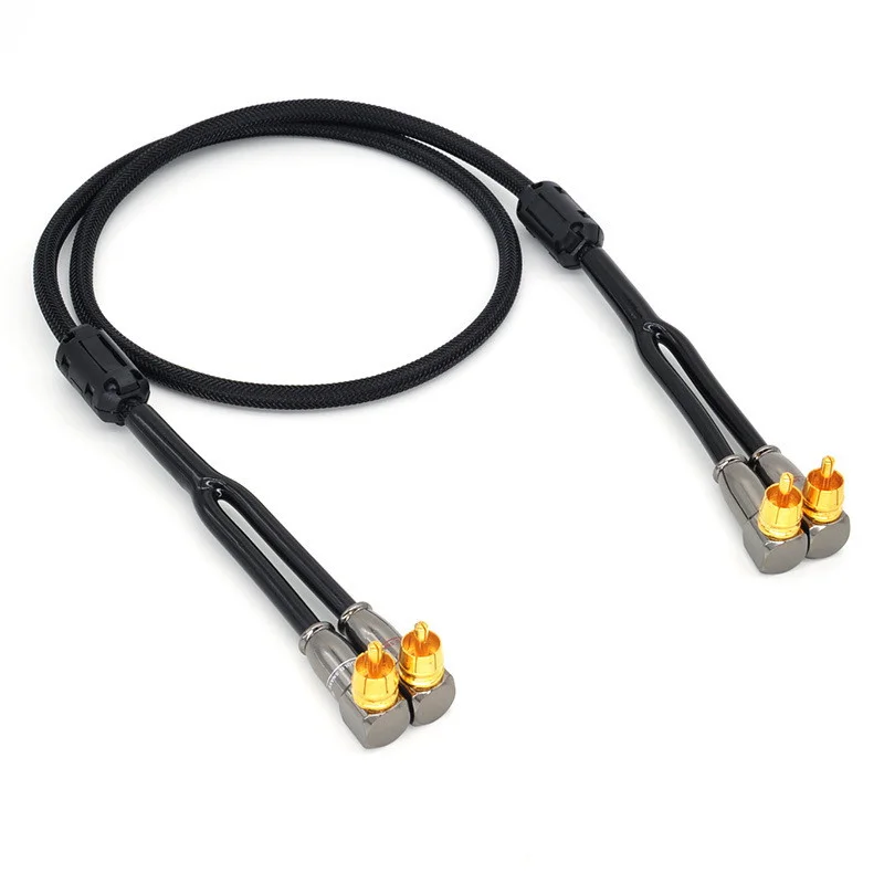 

HIFI 90 Degree RCA Plug Ofc Wire Flexible Car Audio Cable Amplifier Wire Signal Cable