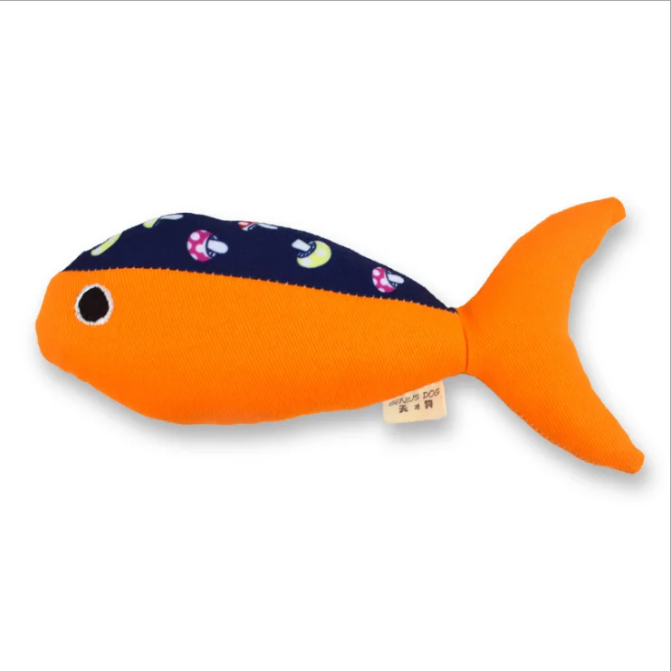 

Pet Cat Squeaky Fish Toy Cottonfabric Material With Mint Bite-Resistant, Picture color