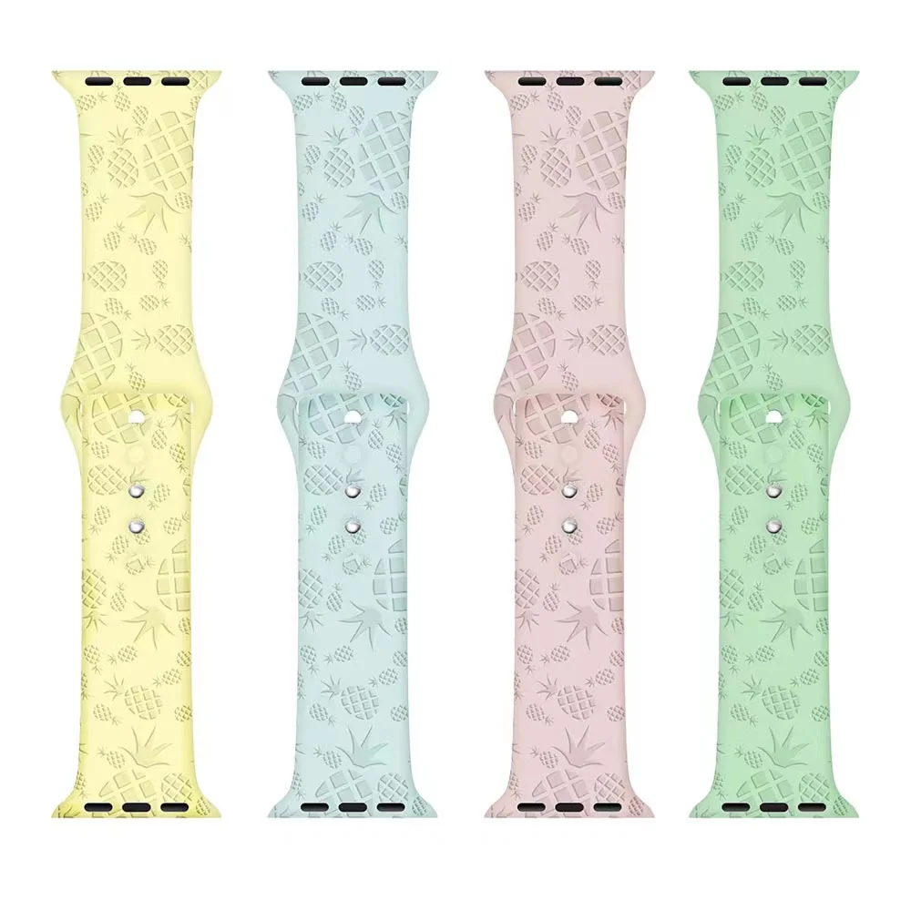 

Personalized Custom Silicone Band Engraved Watch Strap For Apple Watch Band 41 45mm, Multi color
