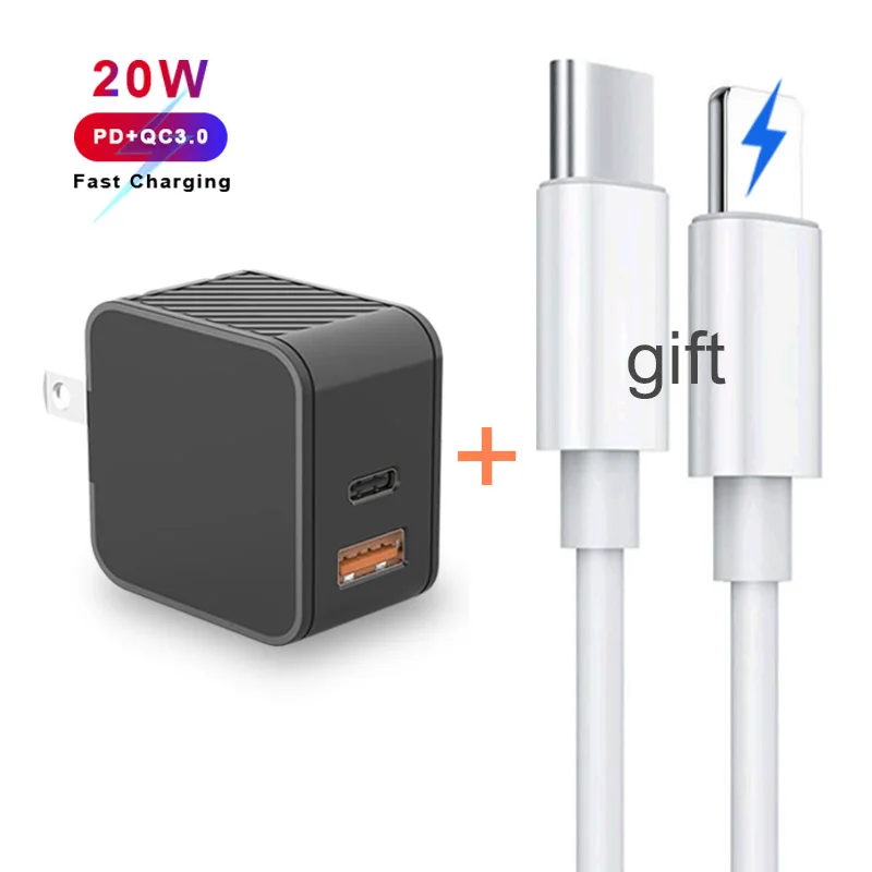 

Fast charger adapter type c foldable mini pd 20w charger for iPhone 12