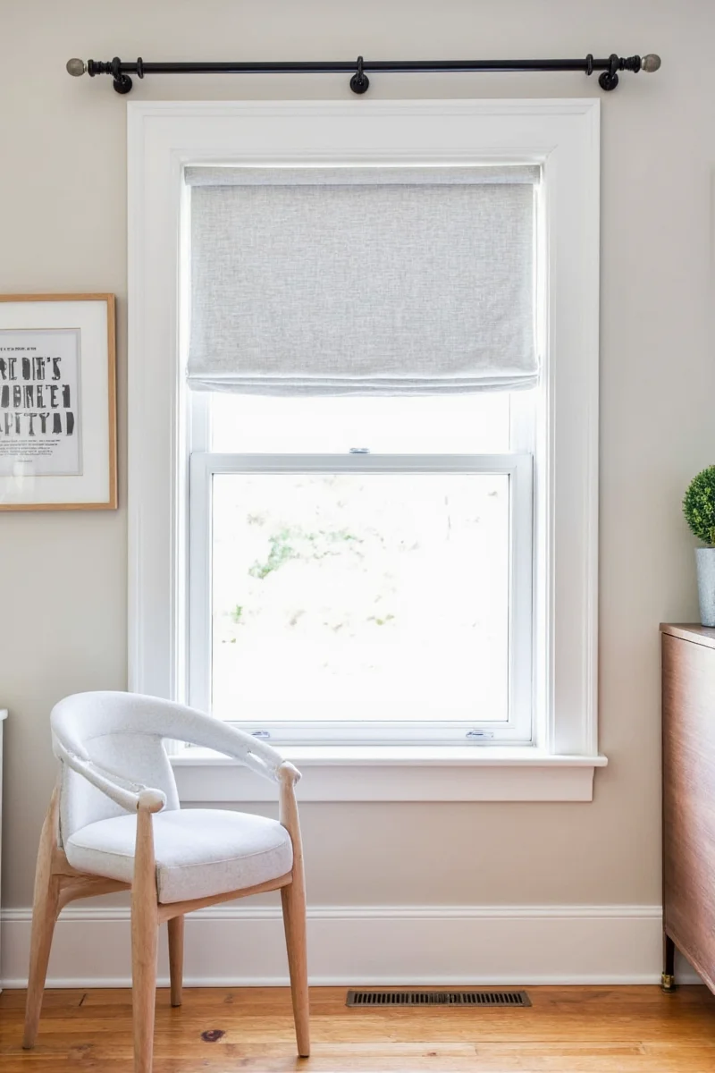 Family-friendly window shades in a cozy living room
