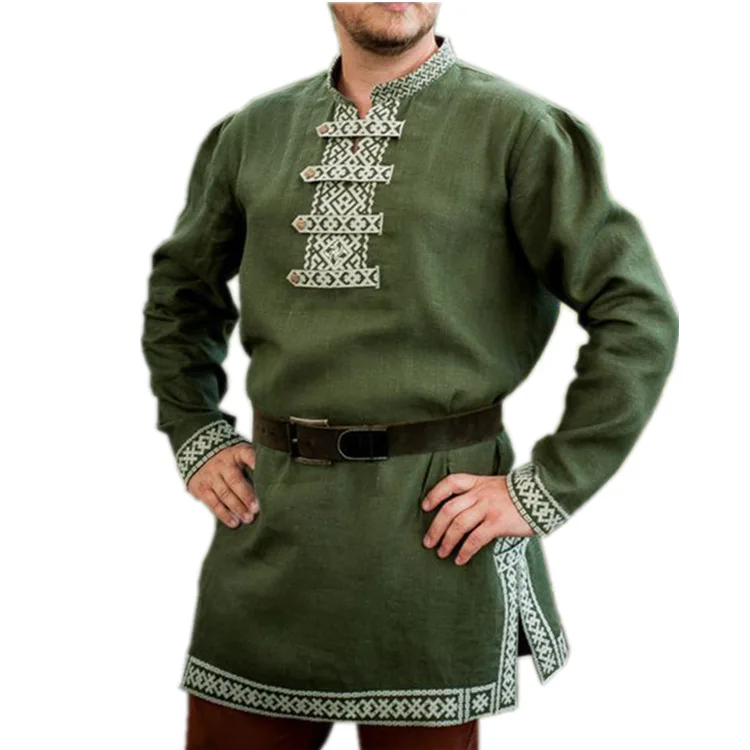 

Ecoparty Adult Men Cos Medieval Knight Warrior Costume Tunic Norman Chevalier Army Viking Pirate Reenactment Tops Shirt For Men, 4 picture color