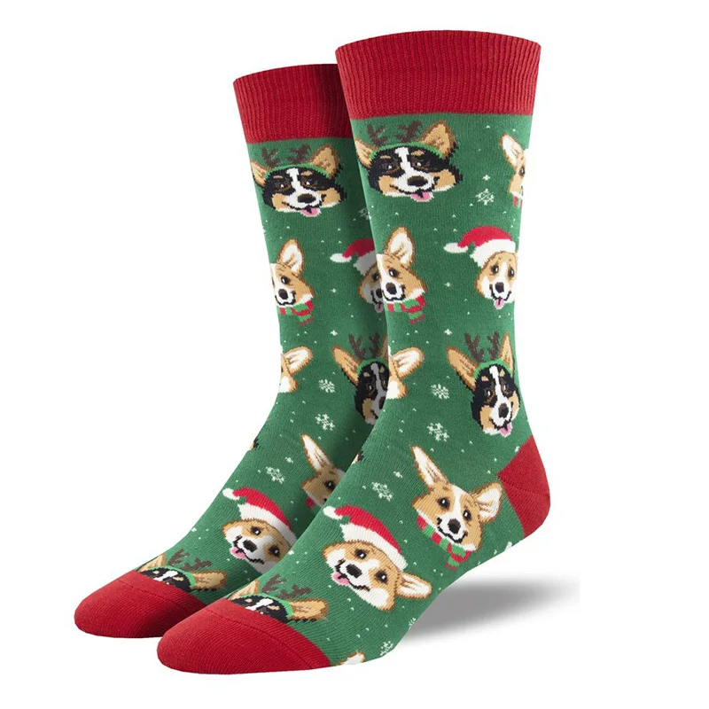 

XIANGHUI wholesale can custom logo cartoon Christmas dog elk socks men's trendy stockings Christmas socks