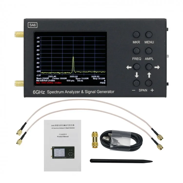 

SA6 35-6200MHz 3.2" Lcd Display Portable Digital RF digital spectrum analyzer 6ghz with Signal Generator