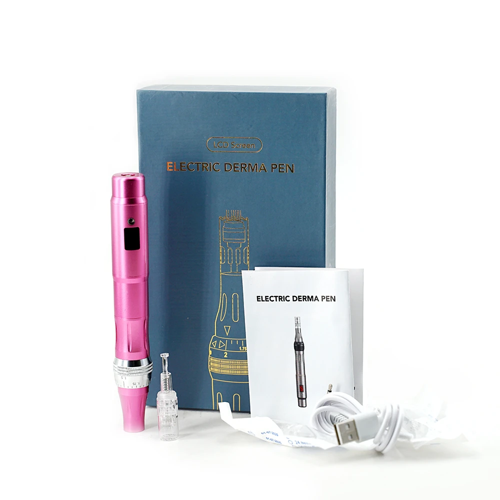 

Factory Wholesale Dermapen Microneedle Beauty Device With Replaceable Needles Electric Stamp Derma Pen With LCD Digital Display