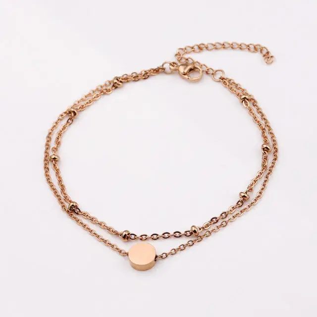 

Fashion Romantic Party Mirror stainless steel hole beads series Jewelry DIY Charm Bracelet Women fashion anklets