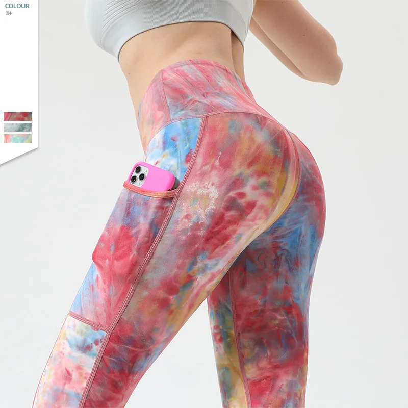 

Spot European and American sports fitness tights spot rainbow tights yoga pants, 3 colors