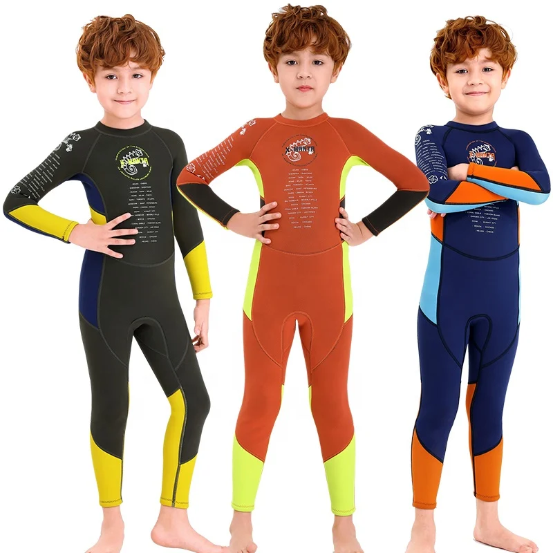 

Children's Thermal Swimsuit 2.5mm One Piece Wetsuit Long Sleeve Snorkeling Surf Jellyfish Suit Kids Neoprene Wetsuit, Black