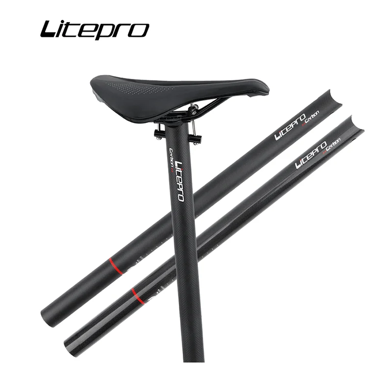 

Litepro bicycle seat tube 33.9mm*580mm 3K carbon fiber seat tube Ultralight For folding bicycle, Shiny black/matte black