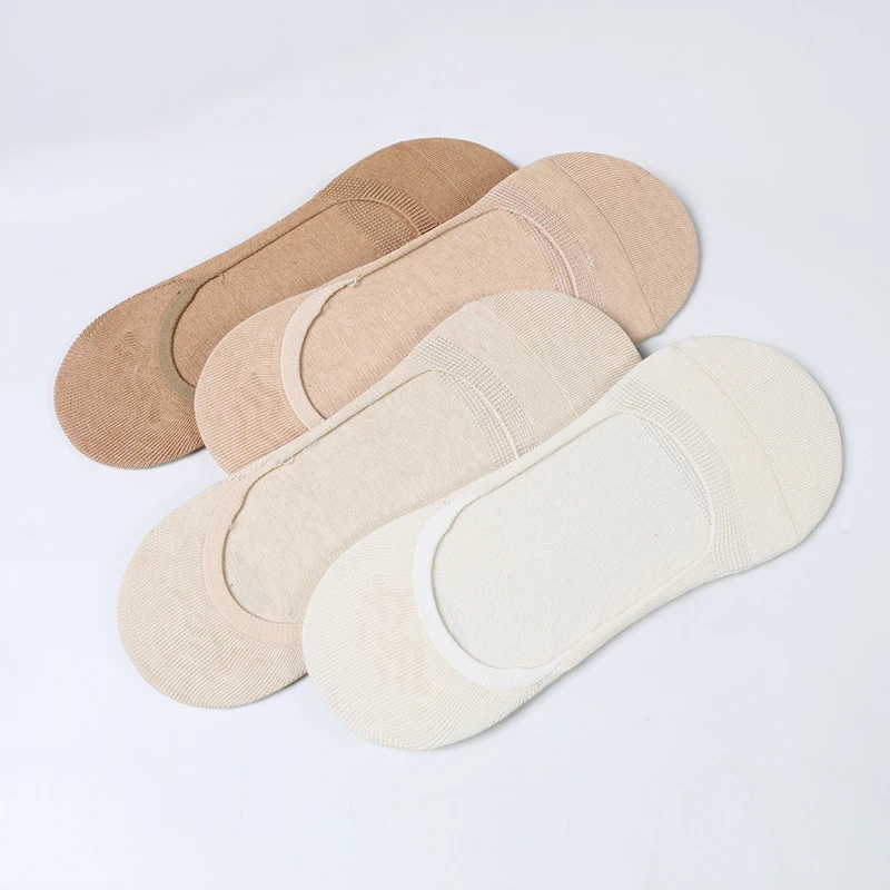 

Summer thin no show non slip girl invisible womens cotton socks, Beige, light green, light brown, brown