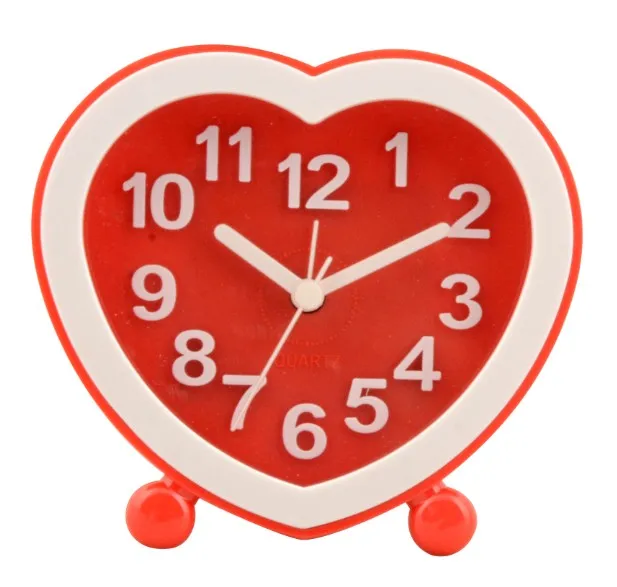 塑料心脏形状简单的孩子闹钟表时钟