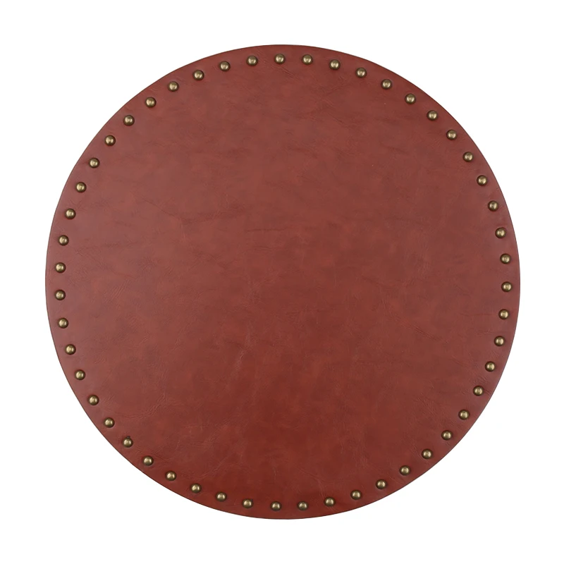 

Round leather Placemats and Coasters Table Mats Place mats 15 inches diameter leather mats for hotel kitchen table decoration, 9 colors